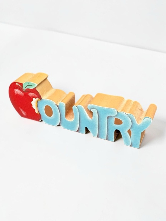 Vintage 1992 Wooden Country W/ Apple Cutout Small Table Top Decor EUC 4.75” x 2” - Picture 4 of 13